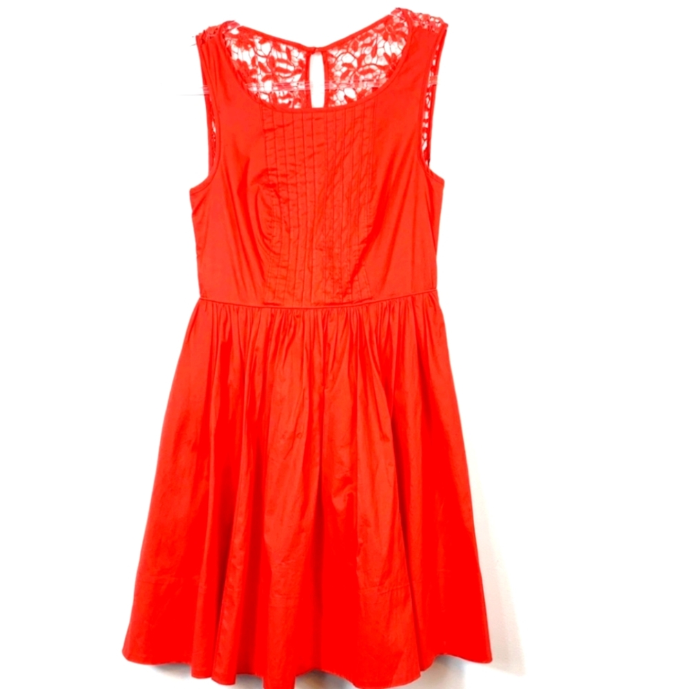 Moulinette Soeurs Anthropologie Sweet Enticement Red Orange Lace Back Dress